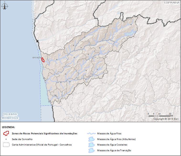 Figura 6.3 - Cruzamento entre as zonas com riscos significativos de inundações e as massas de água na RH2 6.4. Alterações climáticas 6.4.1.