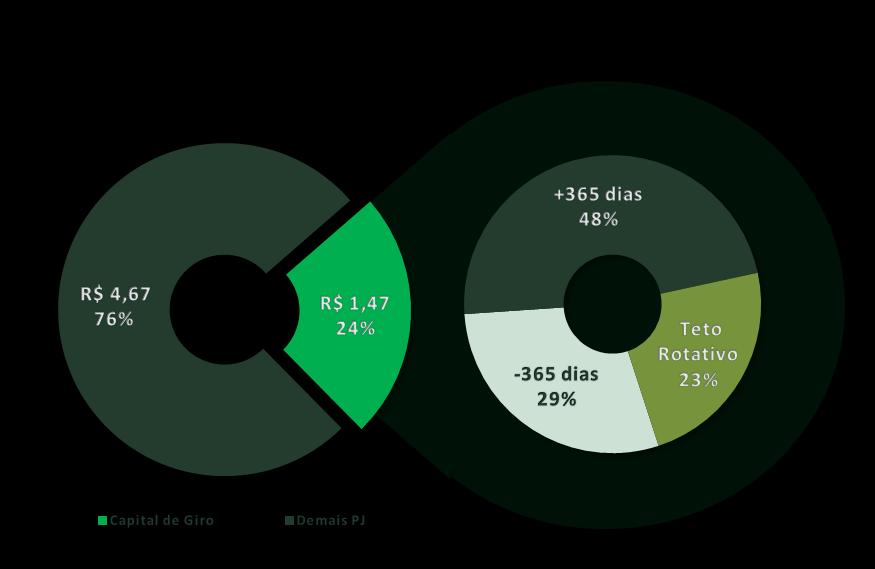 Já a principal linha voltada ao segmento de pessoas jurídicas, continuou relacionada ao financiamento para capital de giro, cuja composição, em sua maior parte, apresentou operações de prazo superior