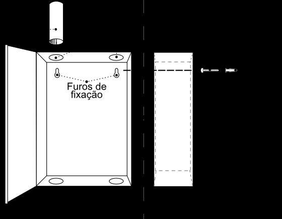 17 MONTANDO A CENTRAL Primeiramente, efetue o rompimento dos pontos de entrada de eletrodutos disponíveis no topo e na base da caixa da central.