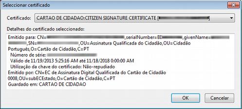 6. Selecione o Certificado com a descrição CARTAO DE CIDADAO:CITIZEN SIGNATURE CERTIFICATE Ilustração 49: Assinatura de E-mail com Mozilla Thunderbird (5) 7.