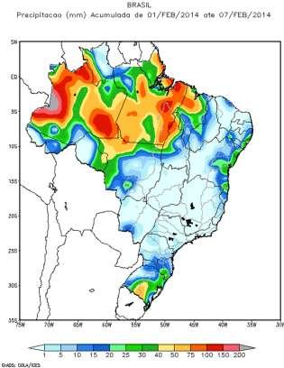 3.1.1. Condições Antecedentes Na semana de 1 e 7 de fevereiro um sistema de alta pressão permaneceu atuando nas regiões Sul, Sudeste, Centro-Oeste e Nordeste, impedindo o avanço das frentes frias