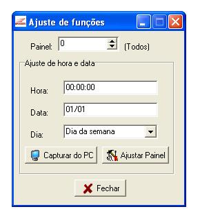 hora e a data igual ao do computador automaticamente. Após confirmar a hora e data, selecione qual painel da rede deverá ser ajustado, e depois clique em AJUSTAR PAINEL.