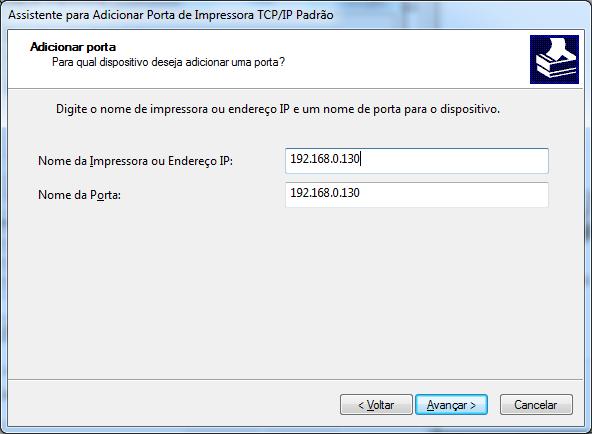 mesmo que foi adicionado no passo de configuração da impressora ).