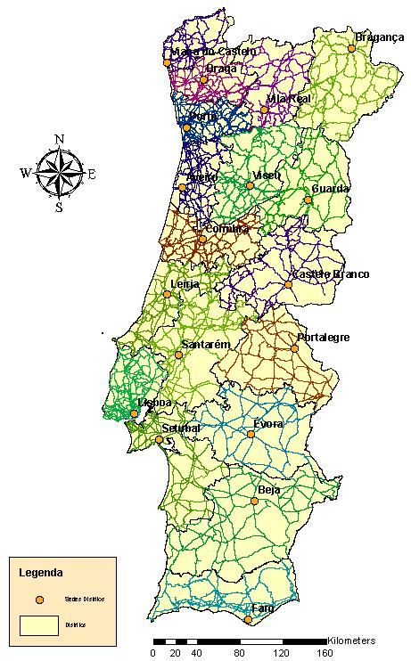 Σ Rede / Area distrito 1. Análise Densidade de Rede O mapa apresentado é constituído por 18 redes provenientes da divisão da rede rodoviária para cada distrito.