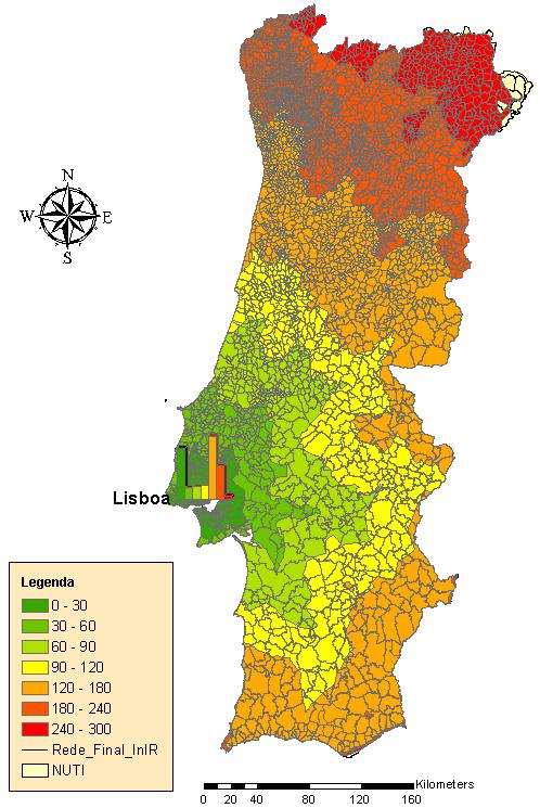 3. Análise Acessibilidade Demográfica para Lisboa 2.740.629 3.379.623 [Hab.] 1.765.004 601.802 669.885 717.719 153.