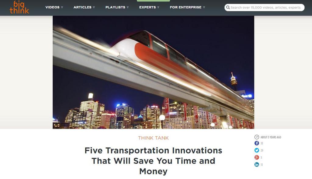 1. Maglev Trains 2. Bike Share Programs 3. Electric Cars 4. Satellite-Based Air Traffic Control Systems 5.