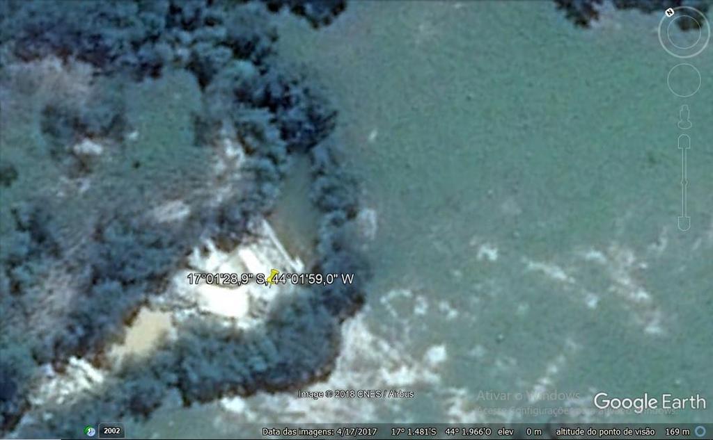 Imagem de satélite do ponto onde a água é