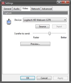 Verificação da configuração de áudio para Scopia Desktop Client 7. Selecione Ajustar os dispositivos de áudio e vídeo. O guia de áudio é aberto.