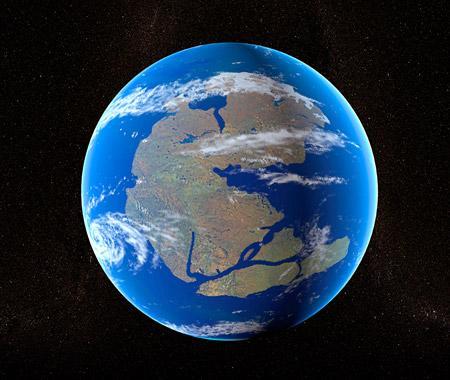 O supercontinente PANGEA A teoria de DERIVA CONTINENTAL estabelecia que, há 200 milhões de anos, todas as