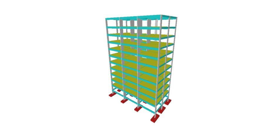 Figura 6 Modelo estrutural estudado A estrutura prevê carregamento para paredes
