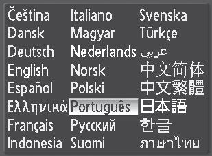 Definir o idioma de apresentação, a data e a hora Primeiros passos É apresentado um diálogo de selecção do idioma quando a câmara for ligada pela primeira vez.