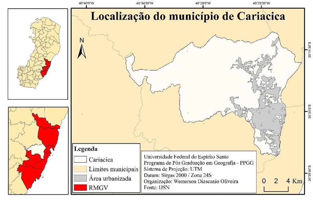 vertentes), na Temperatura da Superfície Terrestre 3 intra-classes de diferentes usos e cobertura da terra no município de Cariacica-ES (Figura 1).