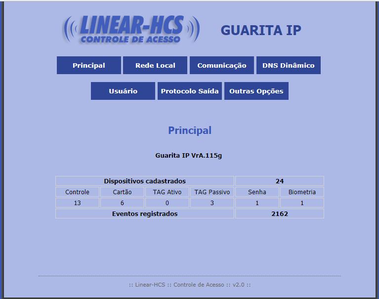 EN 14. SETTING - HTML WEBSERVER It is possible setting some Guarita IP parameters by the HTML webserver. For access, type in the internet web browser the Guarita IP address IP.