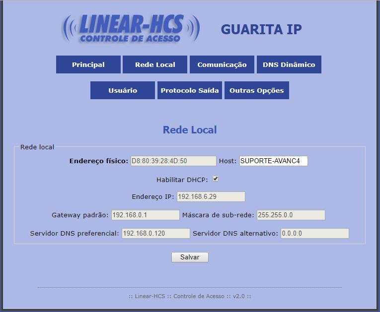 EN 14.2 LOCAL NETWORK MENU Displays and allows to change the IP address, as shown below.