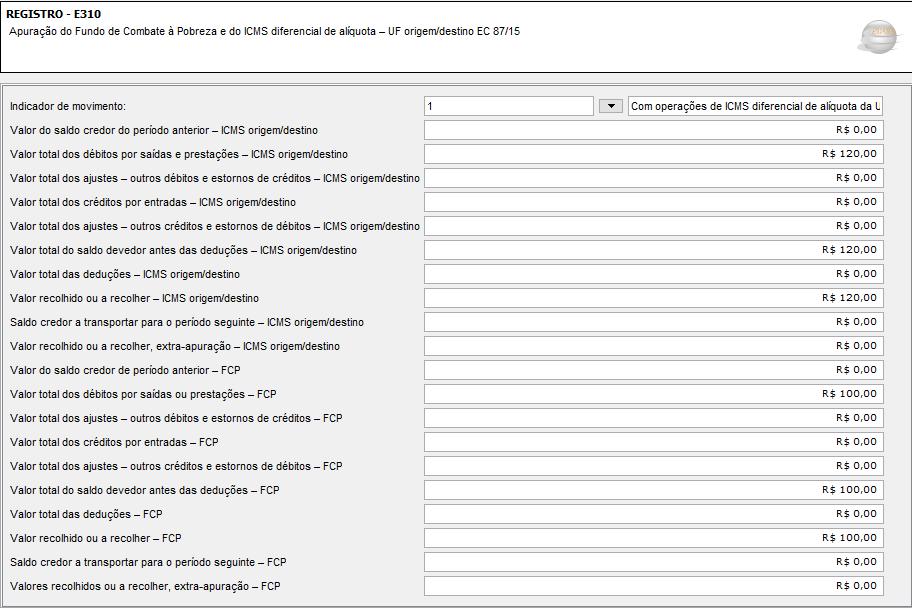 Em 2017 ICMS e FCP separados (em campos distintos) ii.