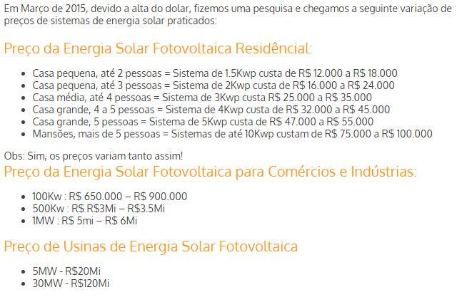 CUSTOS Fonte: http://www.portalsolar.com.