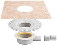 Schlüter -KERDI-DRAIN - áreas interiores Escoamento horizontal e sifão Conjunto de escoamento de água no solo DN 40 sem sifão Escoamento DN 40 (40 mm) com ligação rígida Capacidade de escoamento: 0,4