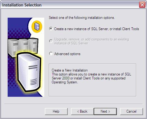 SQL Server 2000 Após iniciar a instalação do SQL Server, o primeiro passo significativo consiste na selecção do computador onde será criada a