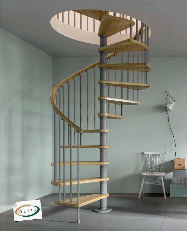 01 Escadas Easy Stair Cores Degraus: Natural Nogueira Aço pintado prata Montagem fácil e rápida; Diâmetro de 1,4 ou 1,6m Produto