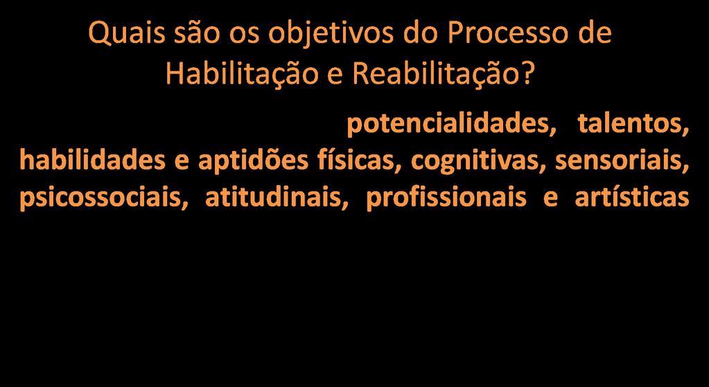 MPU VIP Acessibilidade Prof. Mateus Silveira O processo de habilitação e de reabilitação é um direito da pessoa com deficiência. O que é o processo de habilitação e de reabilitação?