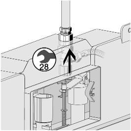 Desenroscar a válvula de esquadria manualmente e retirar por baixo.
