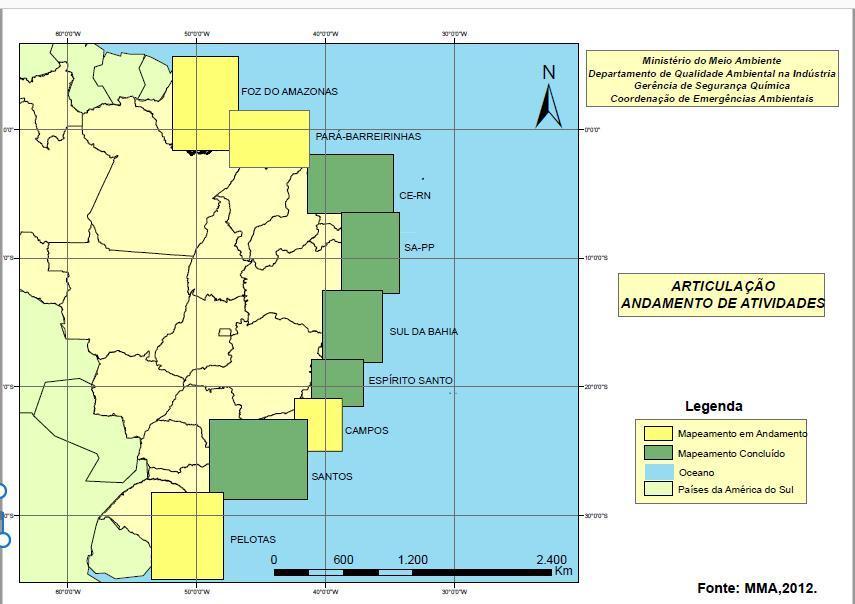 No mapeamento do Ministério do Meio Ambiente, o Golfão Maranhense está localizado na FOZ DO AMAZONAS que ainda está em articulação de andamento das atividades, como mostra o mapa abaixo, para a