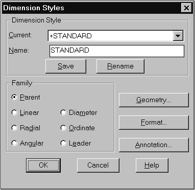 Dimension Styles Para ter acesso as diversas variáveis responsáveis pela aparência das cotas, basta selecionar a opção Style do menu Dimension, logo após, será exibido o quadro de diálogo Dimension