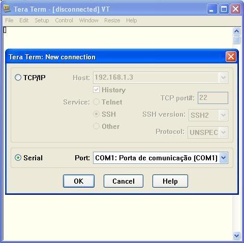 3.0 Comunicação com o Modem. Agora vamos testar a comunicação com o modem utilizando o Hyperterminal.