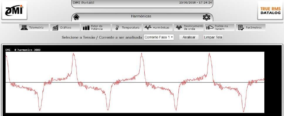 Harmônicas Nesta tela você poderá analisar as harmônicas de tensão e corrente da fase que selecionar, podendo tirar um printscreen da tela e utilizar para futuros