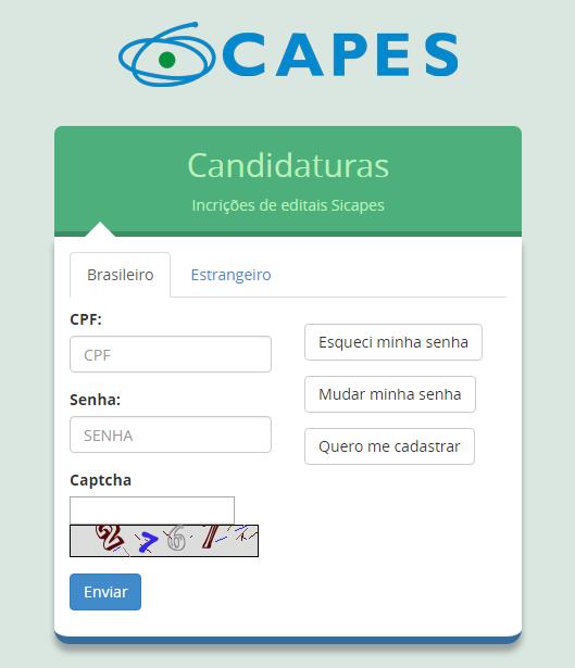 links disponíveis e selecione Inscrições.