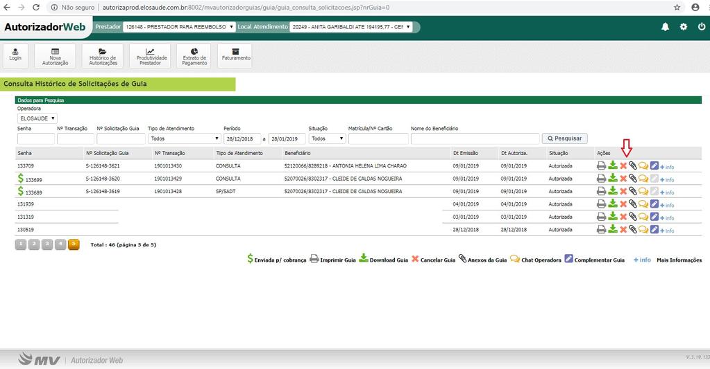 Página 13 de 21 Cancelamento de Guias Para cancelamento de guia