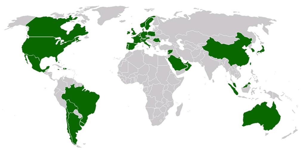 Acionistas em mais de 44 países América do Norte Canadá México Estados Unidos EUROPA Luxemburgo Reino Unido Espanha Suíça Irlanda Guernsey Jersey Holanda Françe Noruega Dinamarca Itália Suécia