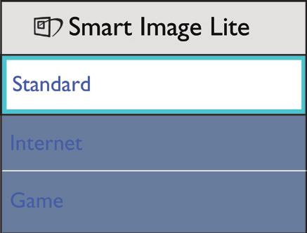 Existem 3 modos para selecção: Normal, Internet, Jogo. 3.2 SmartContrast O que é? Normal: Optimiza o texto e reduz o brilho para uma maior facilidade de leitura e reduzir a fadiga ocular.