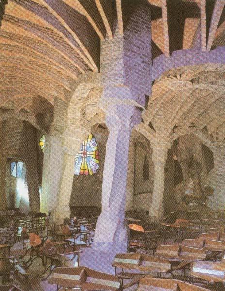 Figura 90 Vista do interior da cripta da igreja da Colônia Güell Fonte: Goitia, 1997.