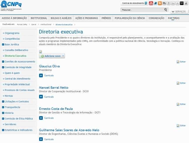 Figura 11 - Edição individual de membros da diretoria executiva. 4.5.