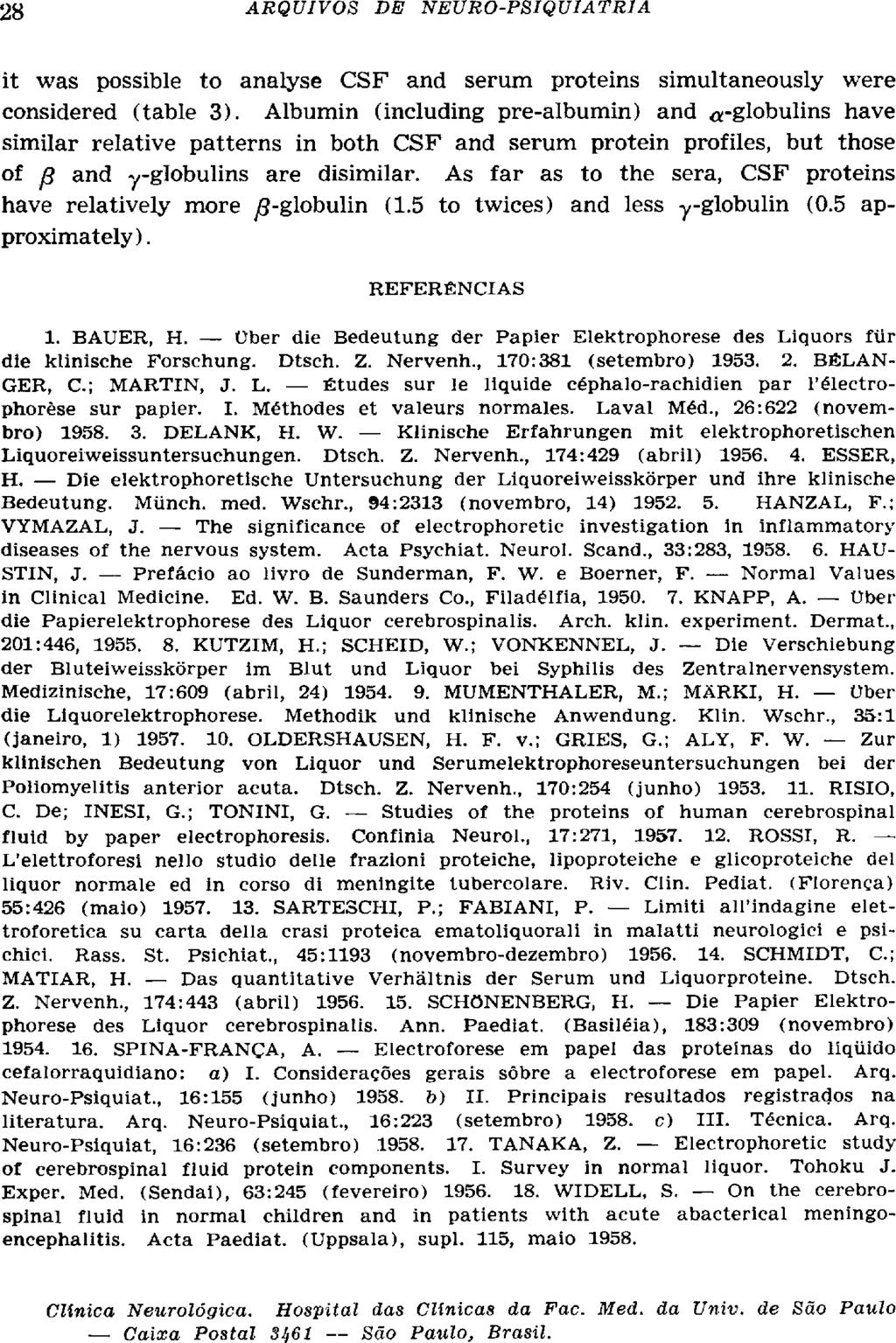 it was possible to analyse CSF and serum proteins simultaneously were considered (table 3).