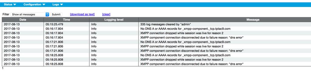 Troubleshooting A resiliência XMPP foi configurada com êxito. Pode haver problemas ao usar a resiliência xmpp.