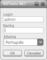 Efetuando Primeiro Login no Software Ao acessar o software será disponibilizada uma tela de login em que deverá ser informado o Nome de Usuário, Senha do Usuário e a Linguagem de utilização do