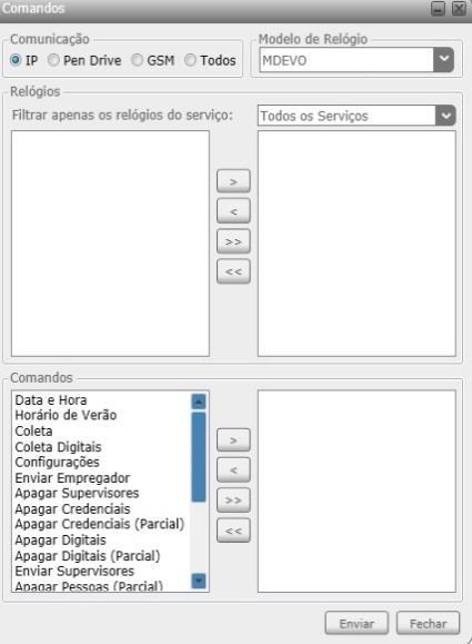 Menu Comunicação É o menu utilizado para acessar o tipo de comunicação que será utilizada, podendo ser IP ou PenDrive.