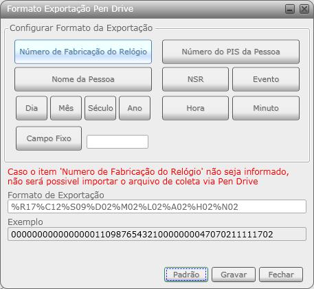 Pen Drive É o menu utilizado para efetuar a comunicação com o equipamento através do Pen Drive.