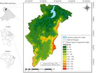 área) possui altitudes inferiores a 100 metros.