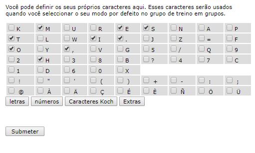 Para poder estudar assim, clique nas letras para marca-las, conforme aparece no quadro a seguir e depois clique em Submeter, na parte inferior da página.