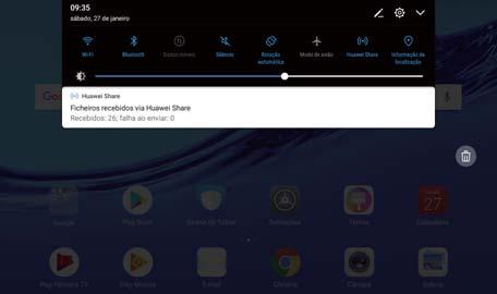 Ligações do dispositivo Huawei Share Utilize o Huawei Share para enviar ficheiros: selecione o ficheiro que pretende partilhar e toque em Partilhar.