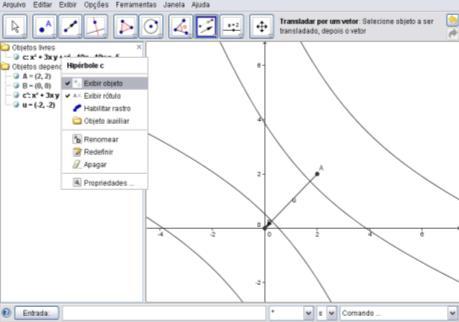hipérbole não transladada), em seguida escolha a opção exibir objeto.