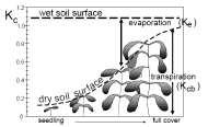 meteorológicas, expressas por meio da ETP (ou ETo), do tipo de cultura (maior ou menor resistência à seca) e da área foliar Coeficiente de Cultura (Kc)