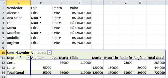 Capítulo 5 Tabelas dinâmicas, macros, formulários e proteções Após arrastar o nome do campo para a região que seja mais conveniente, é possível mudar a função que será aplicada aos valores desse