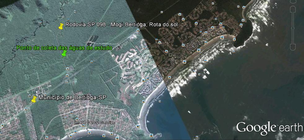 FIGURA 5: Localização do ponto de coleta das águas de estudo Fonte: Google Earth Acesso em