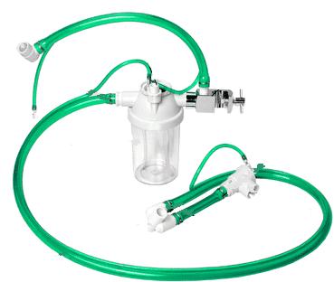 8 CIRCUITO PACIENTE EM Q Respirador BIRD MARK 7 Circuito paciente em Q para respirador Bird Mark 7 Tubo PVC verde Kit montado com tubo de duas vias em pvc atóxico na cor verde com macro nebulizador