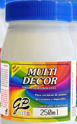 Multi Tinta Decor Ref. 074 A Tinta Muli Decor é uma tinta a base de água, indicada para trabalhos de pintura decorativa e laqueados sobre MDF, gesso, plástico, etc.