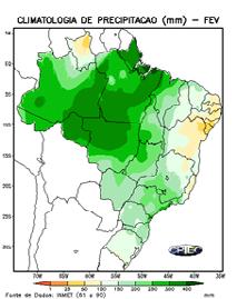 Essa distribuição dos focos ocorre devido à atuação do sistema meteorológico conhecido como Zona de Convergência do Atlântico Sul (ZCAS) que se estende desde a Amazônia até a região sudeste do Brasil